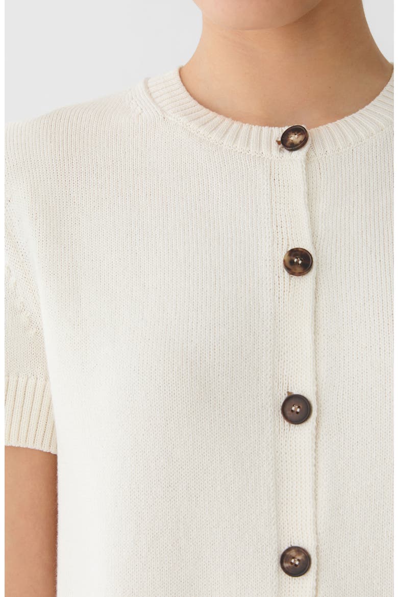 Short Sleeve Cotton & Silk Cardigan, Alternate, color, CLOUD