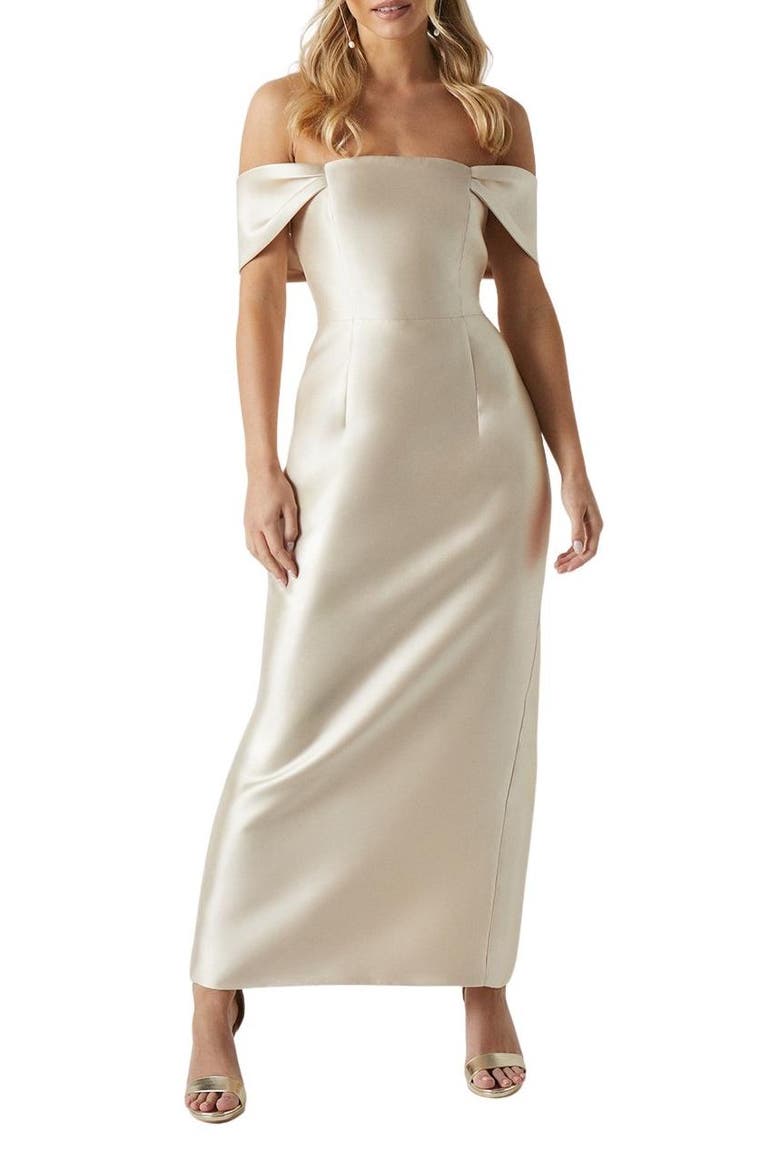 Petite Column Midi Bridesmaid Dress, Alternate, color, Champagne