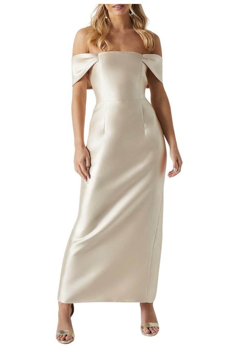 Coast Petite Column Midi Bridesmaid Dress, Alternate, color, Champagne