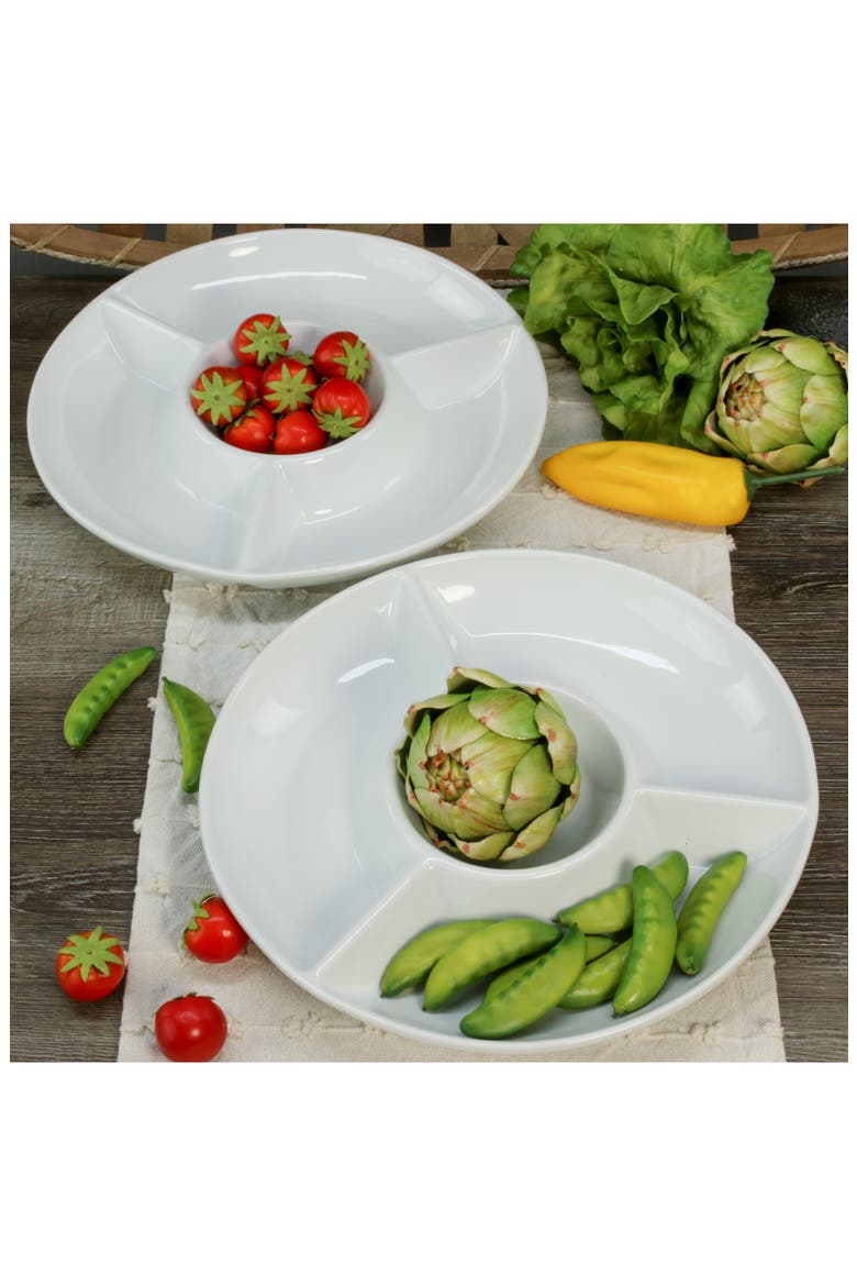 Set of 2 Round Chip & Dip Servers, Alternate, color, WHITE