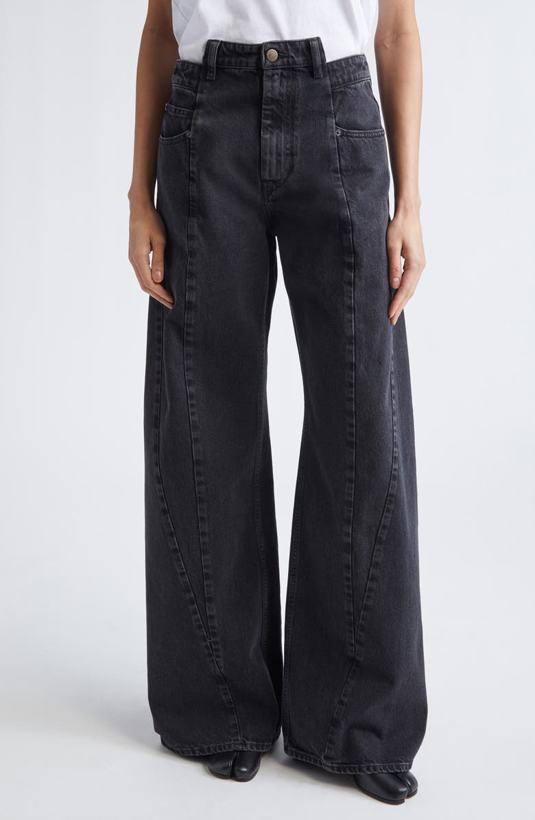 Maison Margiela Décortiqué Wide Leg Jeans, Main, color, Medium Black Stone