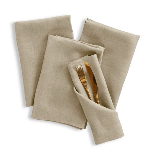Linen Dinner Napkins Set of 4, 20 x 20 Inch for Dining Table, Holiday and Everyday Table Decor - Fete