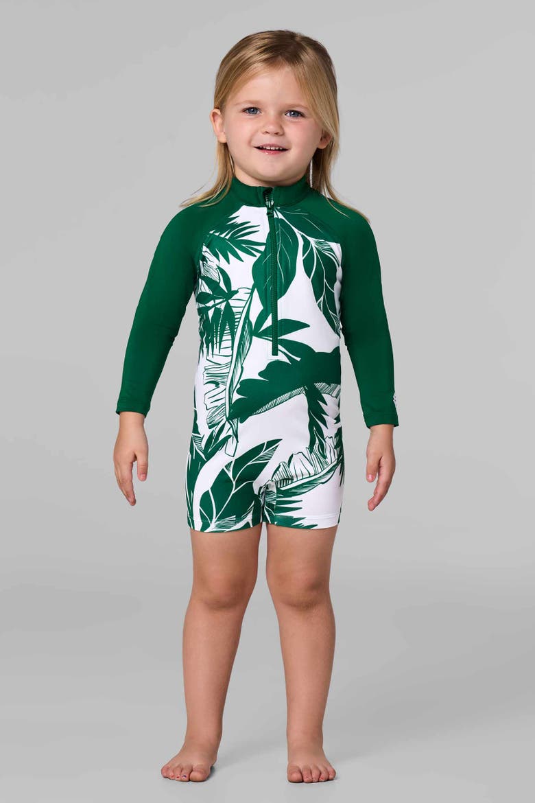 Baby's Kohala Neck-To-Knee Swimsuit, UPF 50+ Sun Protection, Alternate, color, Eden Green Colorblock