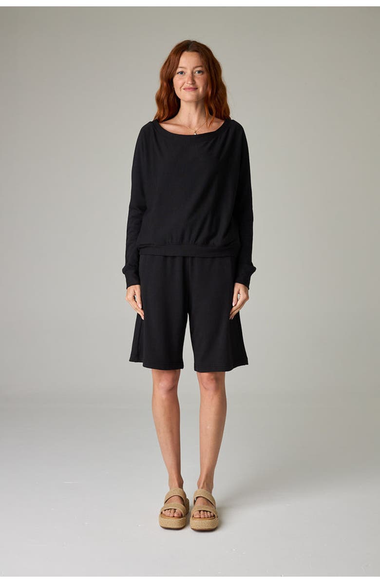 eavolu Baikal Eco-Luxe Fleece Bermuda Short - Cloud-Soft Comfort, Alternate, color, Coal Black