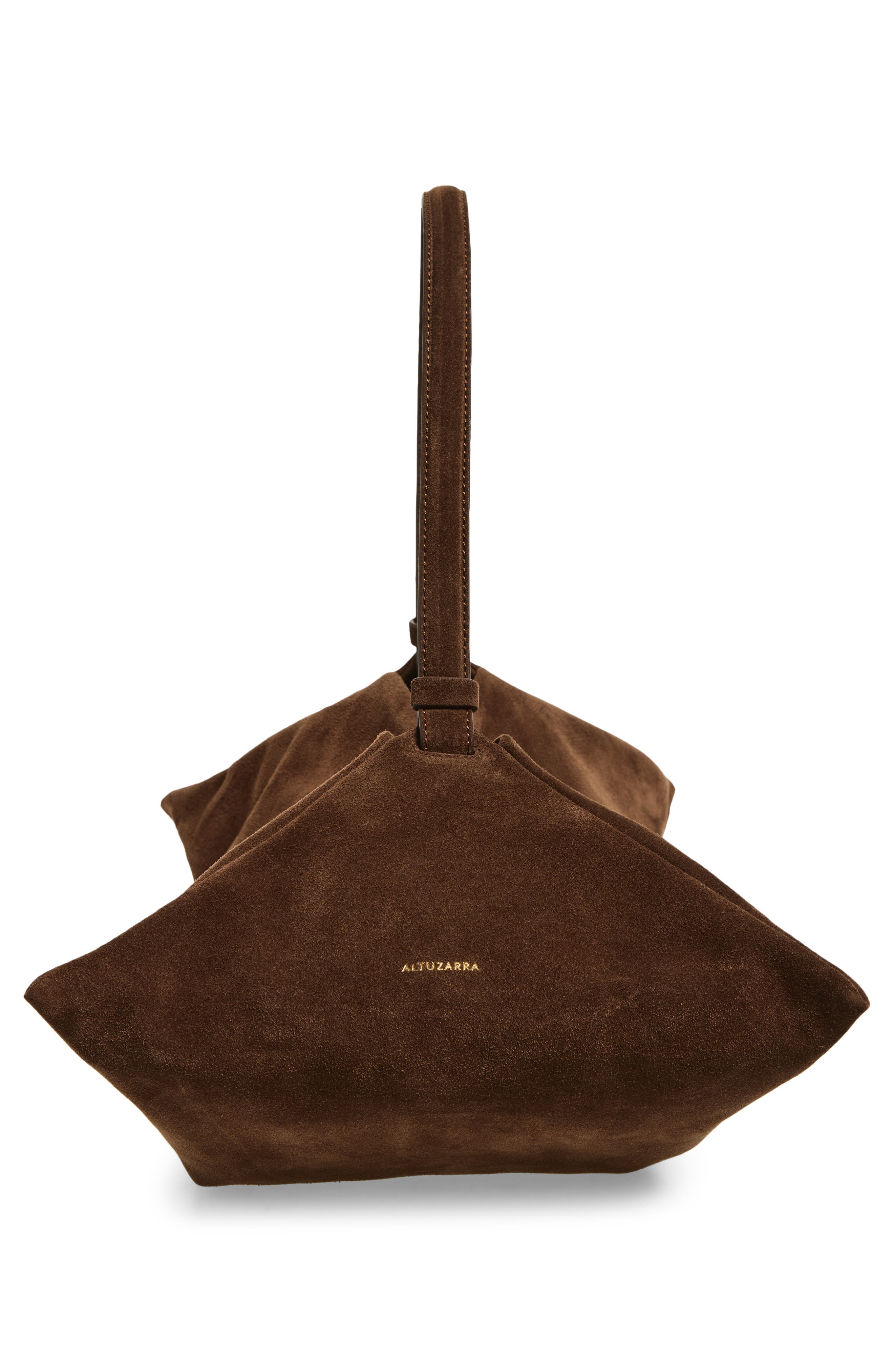 Altuzarra Origami Studded East/West Suede Bag, Alternate, color, Chocolate