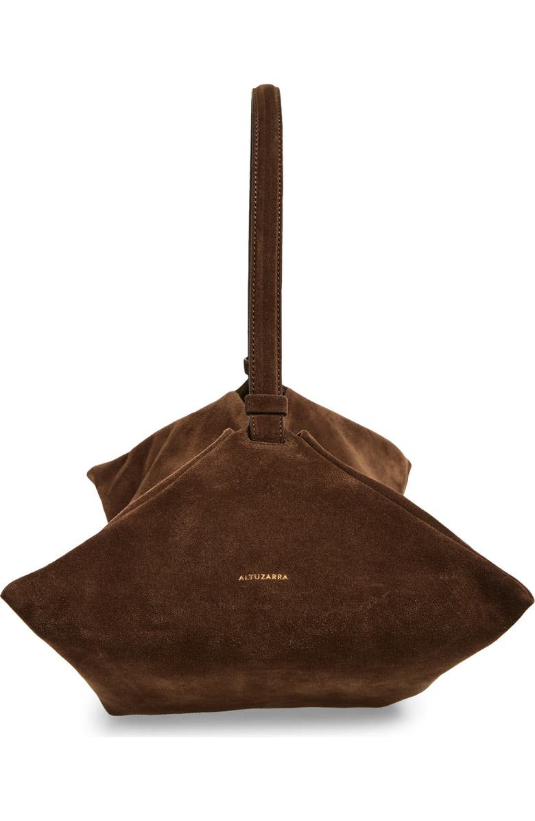 Altuzarra Origami Studded East/West Suede Bag, Alternate, color, Chocolate