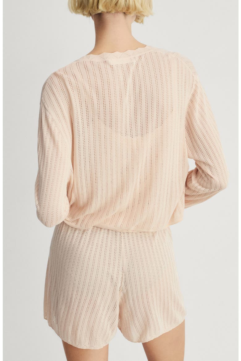Pointelle Pajama Cardigan, Alternate, color, SALMON