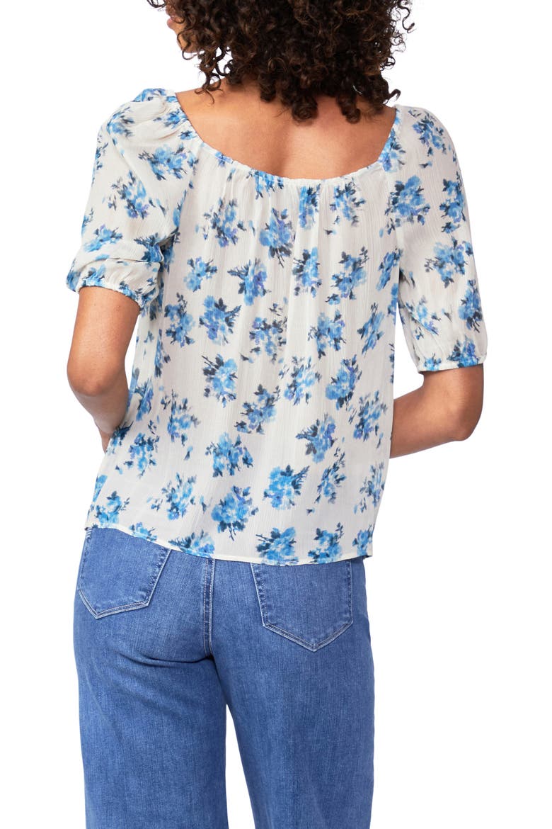 Franciska Floral Print Silk Top, Alternate, color, NUDE CREAM/ BLUEBELL