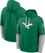 Nike Men's Nike Kelly Green Philadelphia Eagles  Throwback Logo Club Tri-Blend Pullover Hoodie