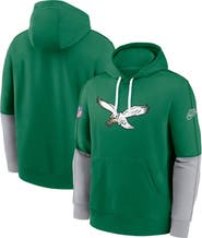 Nike Men's Nike Kelly Green Philadelphia Eagles  Throwback Logo Club Tri-Blend Pullover Hoodie