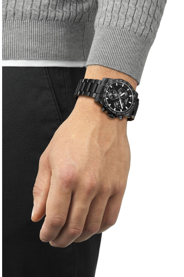 Supersport Chronograph Bracelet Watch, 45mm, Alternate, color, BLACK