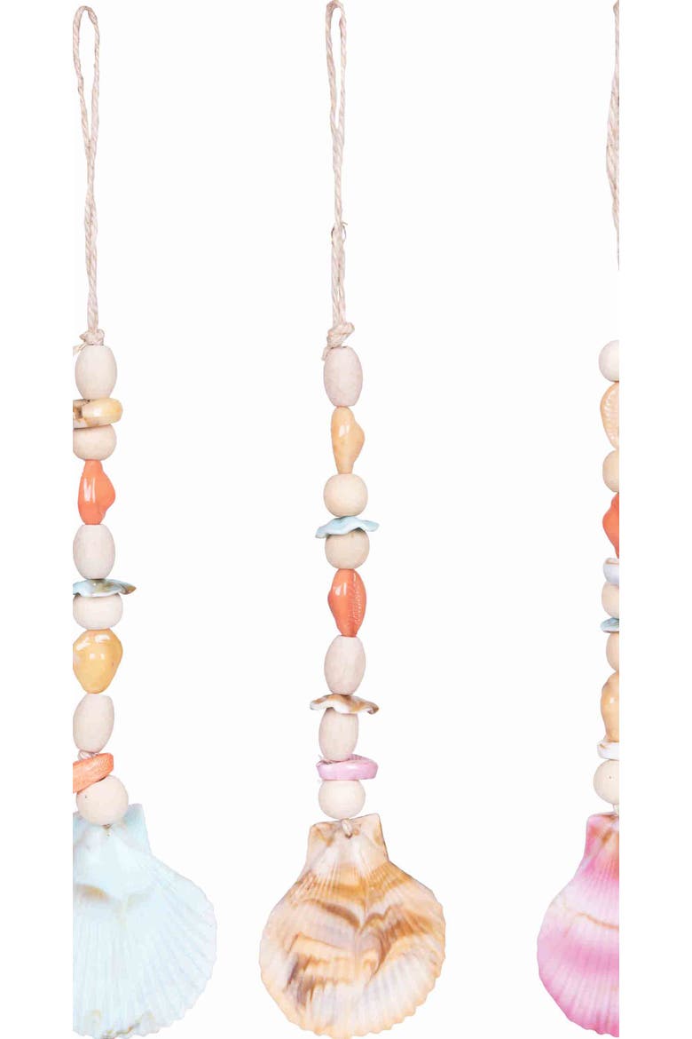 Boho Shell Drop Christmas Tree Ornaments  Set of 3, Alternate, color, White