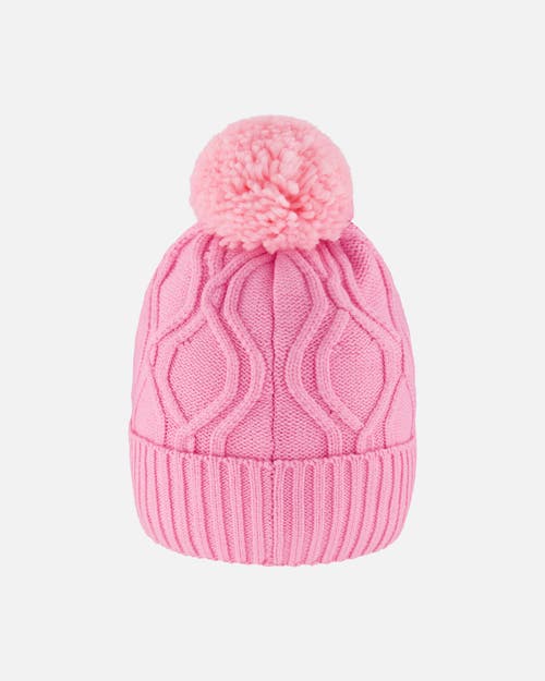 Deux Par Deux Lined Knit Pompom Hat In Pink