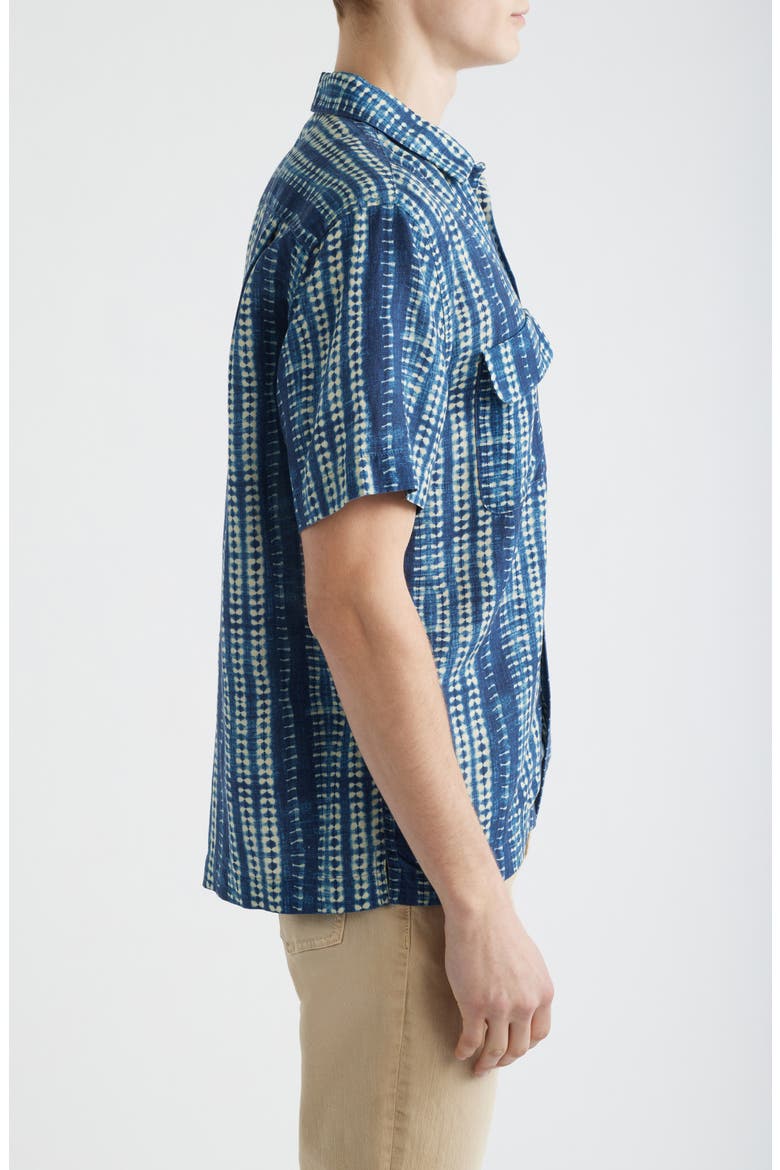 Short Sleeve Lyocell & Linen Button-Up Shirt, Alternate, color, SHIBORI STRIPE