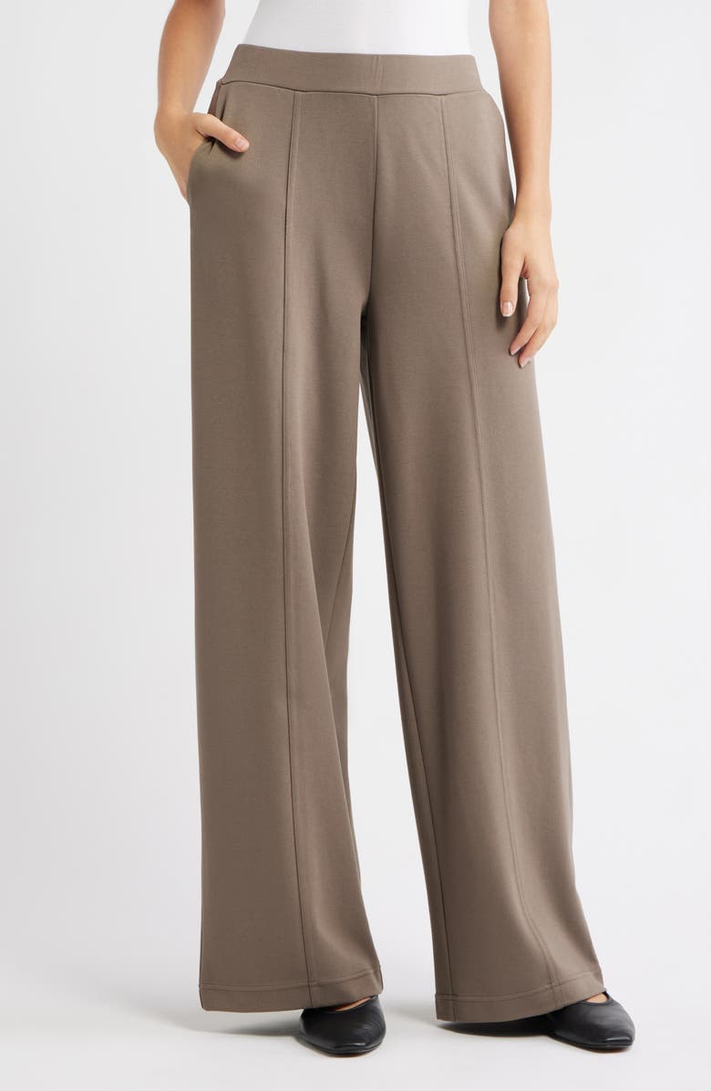 MANGO Florida Elastic Waist Pants, Main, color, Medium Brown