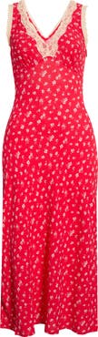 Lucky Brand Simone Lace Detail Ditsy Slipdress
