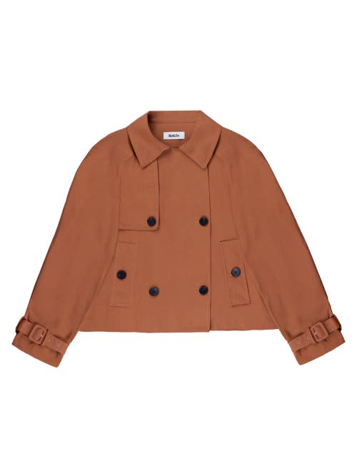 Ro&zo Long Sleeve Short Trench Jacket In Brown