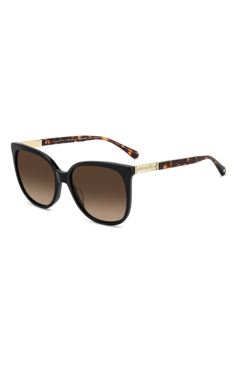 Kate Spade New York kaysie 58mm square sunglasses, Alternate, color, Black/ Brown