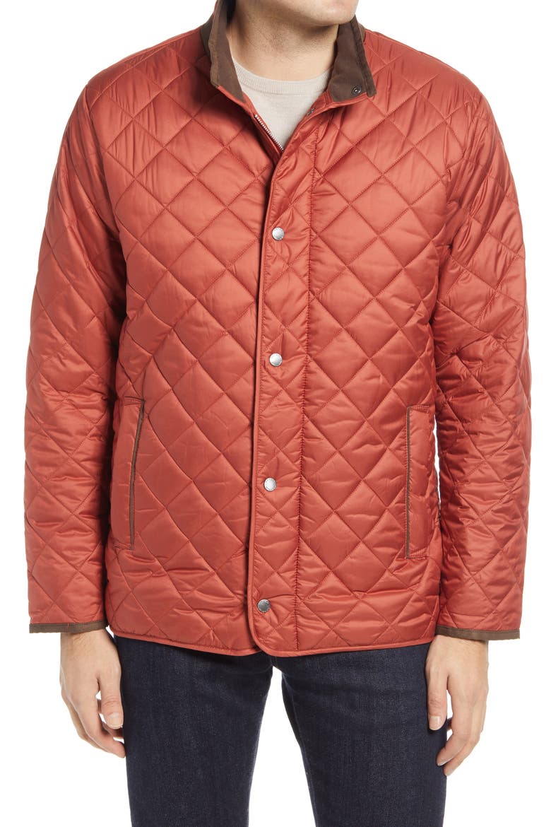 Suffolk Quilted Water-Resistant Car Coat, Alternate, color, BURNT ORANGE