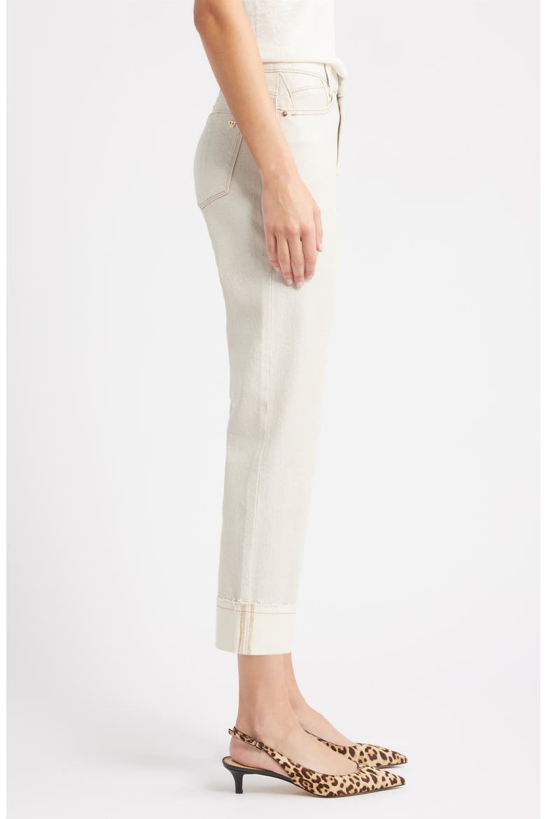 High Waist Fray Hem Jeans, Alternate, color, BLANCHED ALMOND