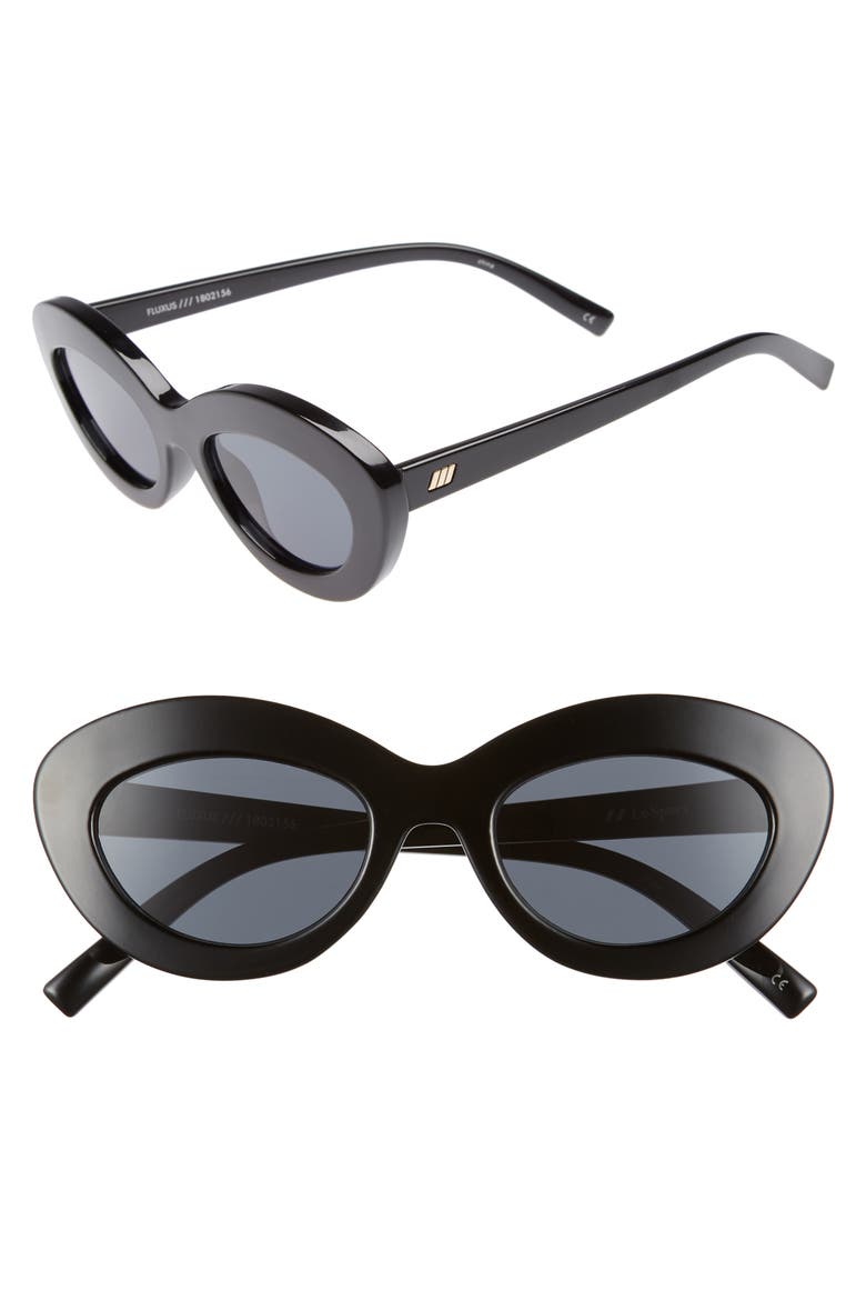Fluxus 48mm Cat Eye Sunglasses, Main, color, BLACK