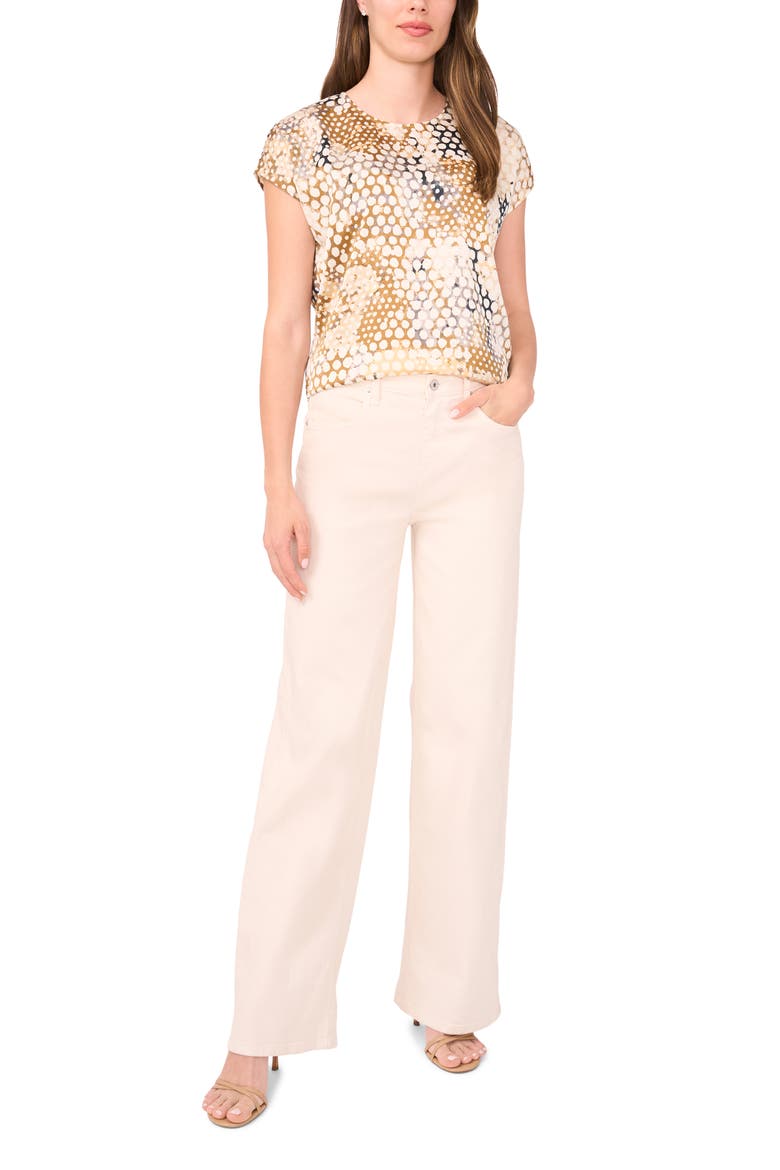 Print Cap Sleeve Top, Alternate, color, TOBACCO BROWN