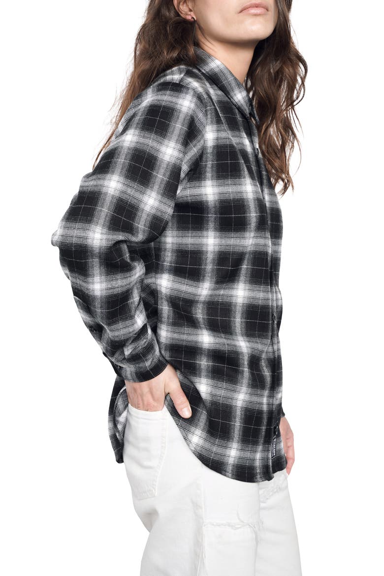 The Essential Plaid Flannel Button-Up Shirt, Alternate, color, BLACK/ WHITE