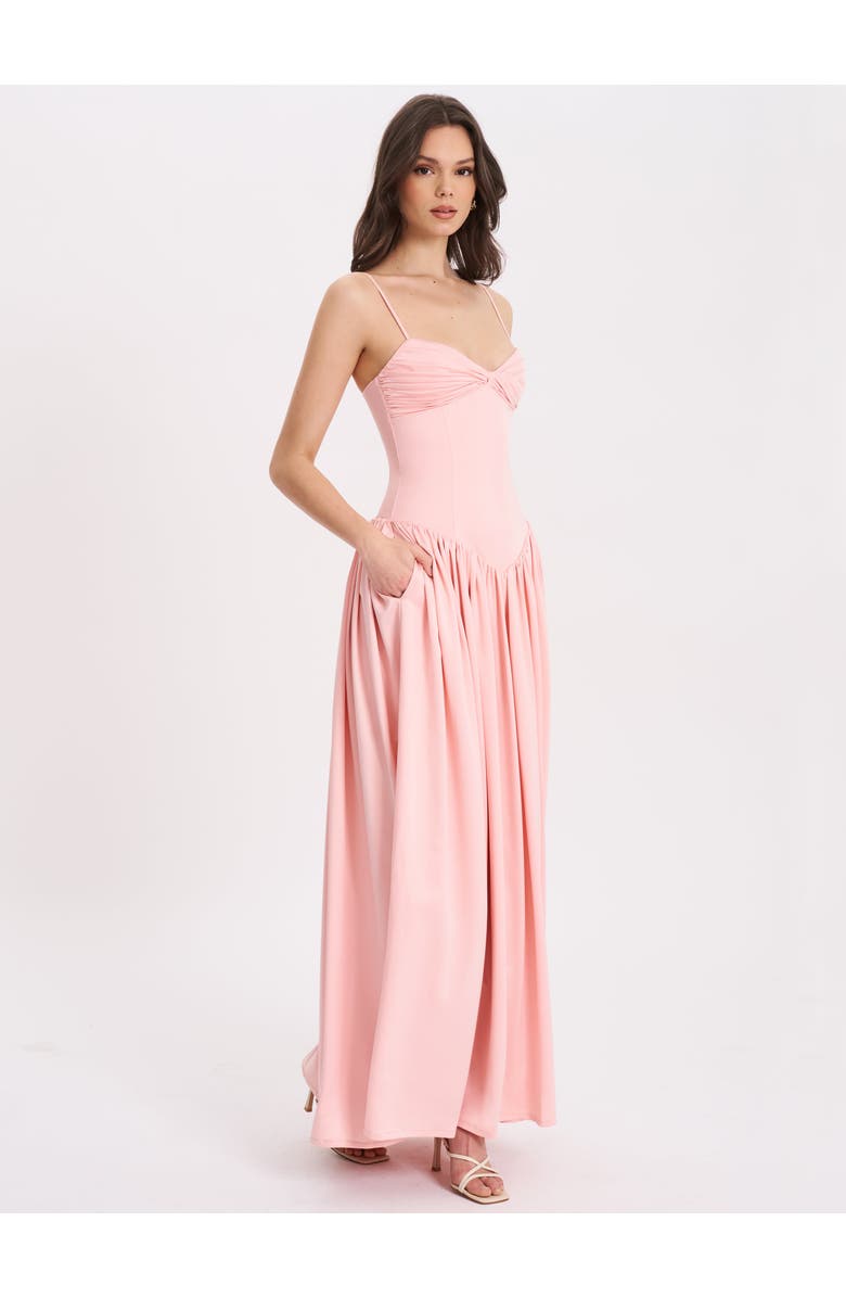 Miss Circle Najwa Ruched Breast Drop Waist Maxi Dress, Alternate, color, Baby Pink