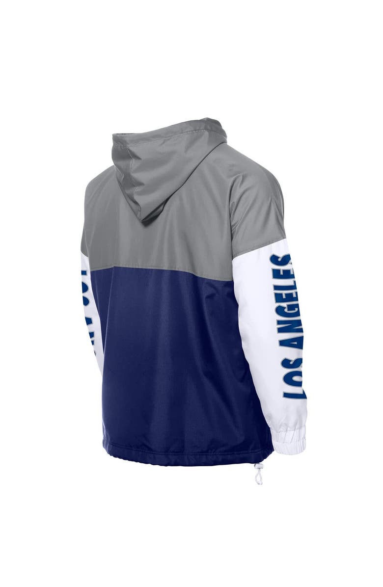 New Era Men's New Era  Royal/Gray Los Angeles Dodgers Color Block Full-Zip Hoodie Windbreaker, Alternate, color, 