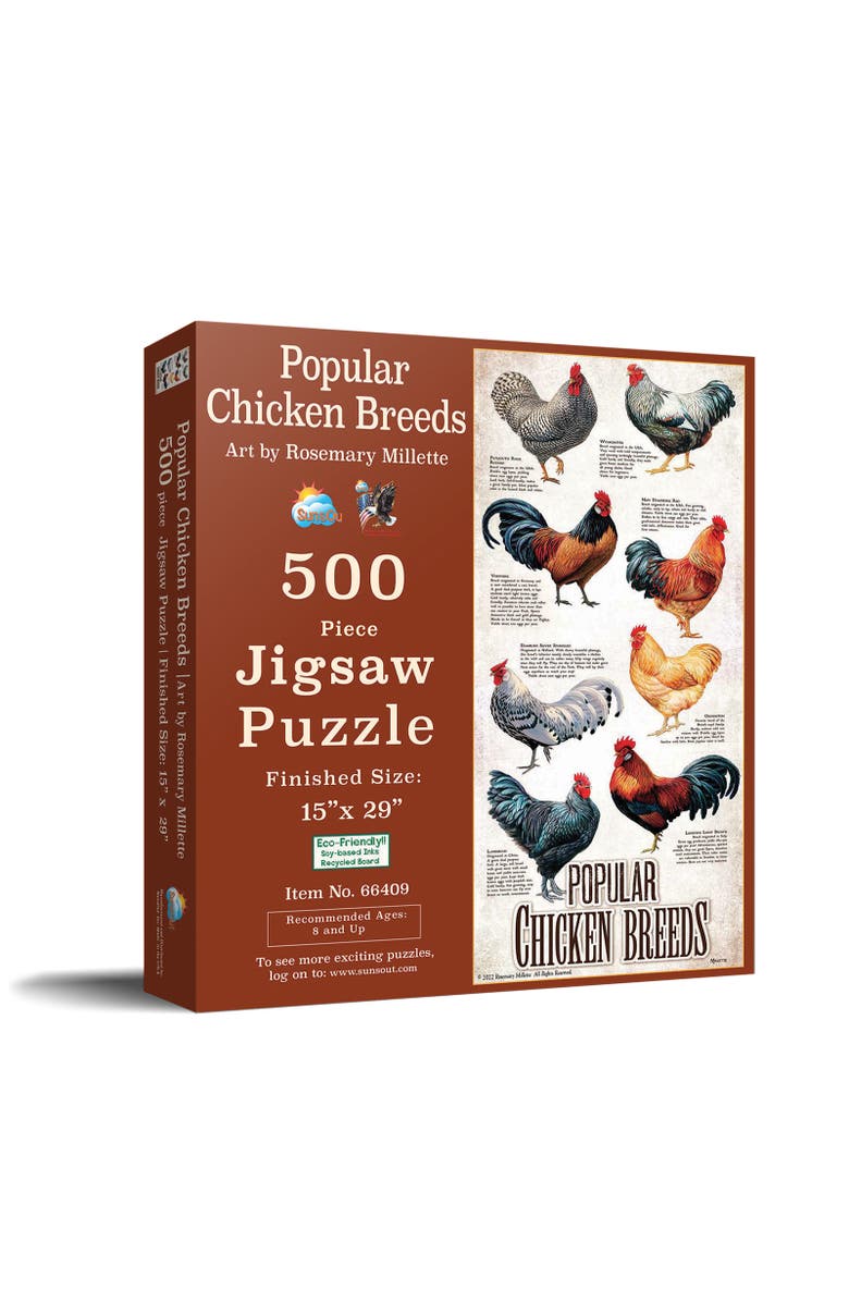 Sunsout Popular Chicken Breeds 500 piece Jigsaw Puzzle for Adults, Main, color, 