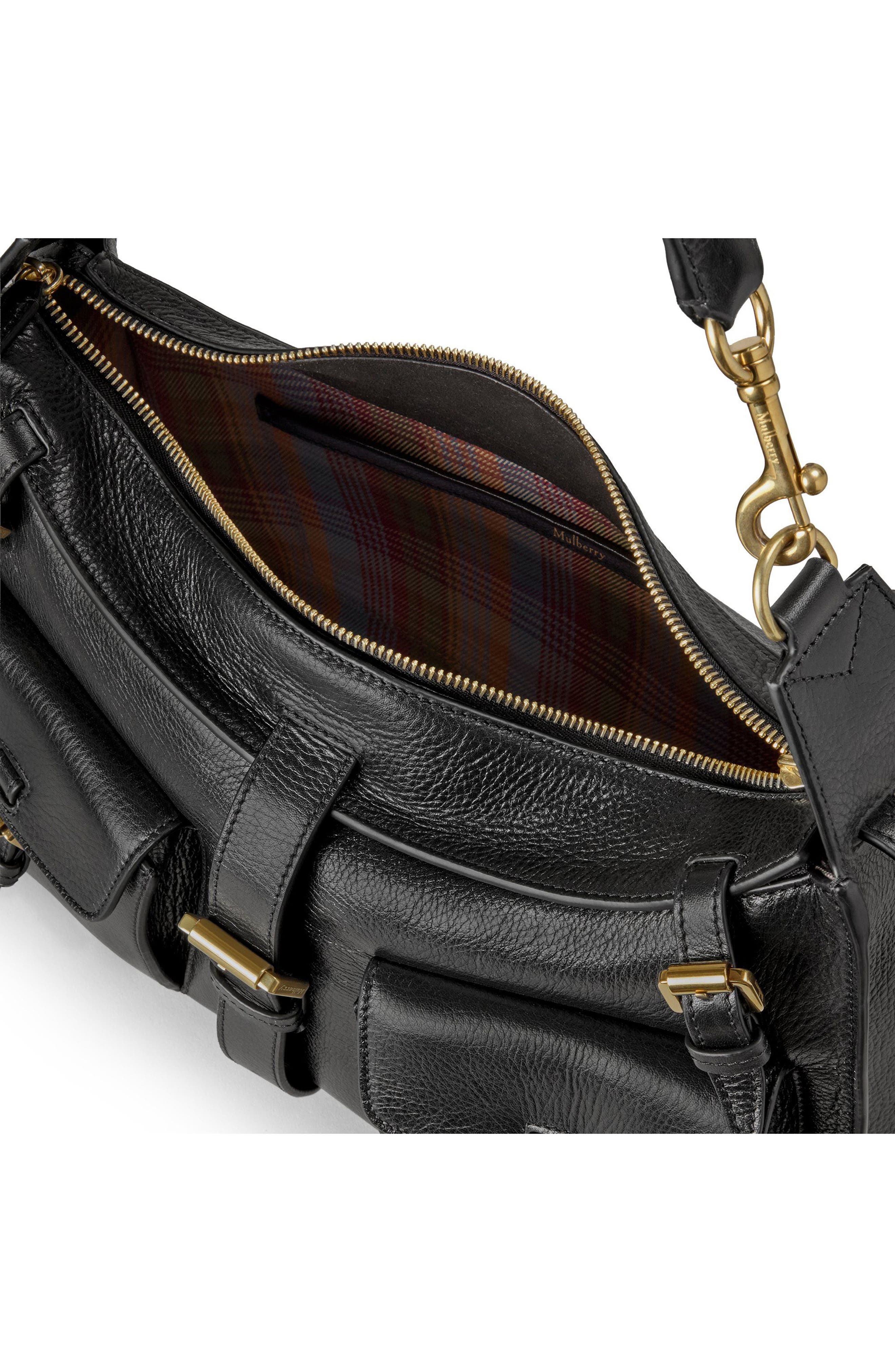 Mulberry Roxanne High Shine Leather Shoulder Bag, Alternate, color, Black