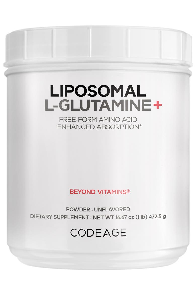 Liposomal L-Glutamine Powder 5000mg Supplement, Main, color, White