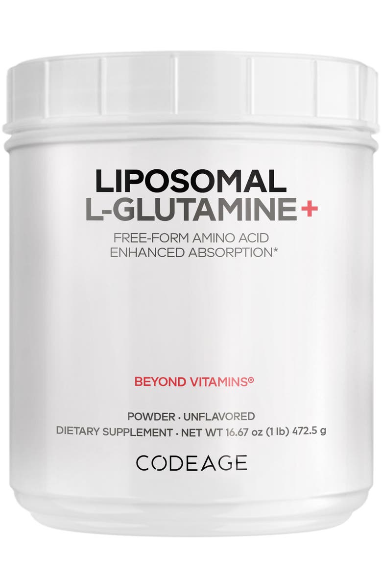 Codeage Liposomal L-Glutamine Powder 5000mg Supplement, Main, color, White