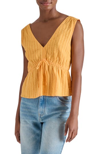 Steve Madden Tie Front Peplum Tank In Gold