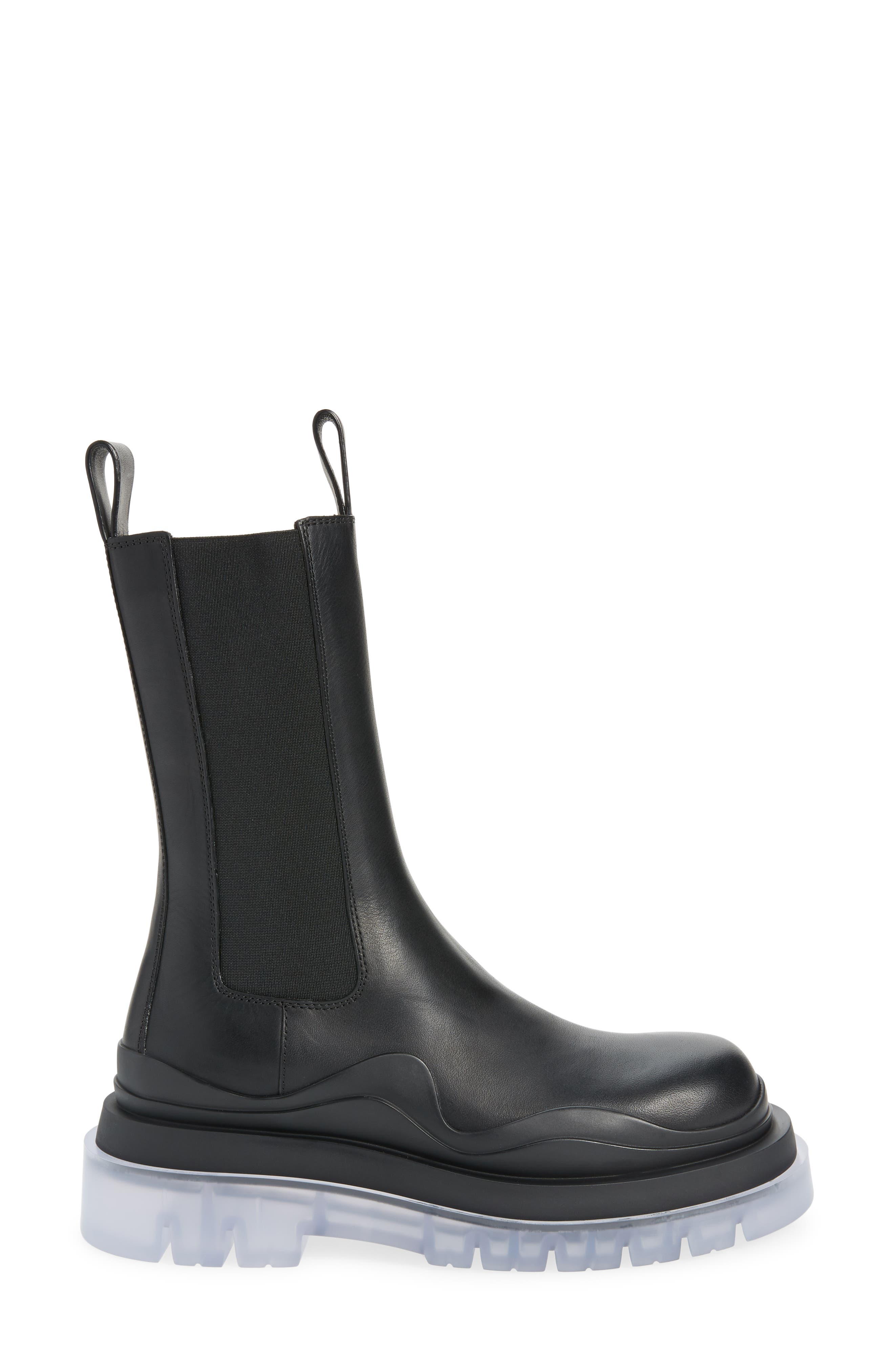 BV Tire Clear Sole Chelsea Boot, Alternate, color, BLACK