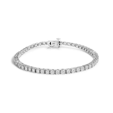 Silver 1.0 Cttw Lab Grown Diamond Illusion-Set Miracle Plate Tennis Bracelet
