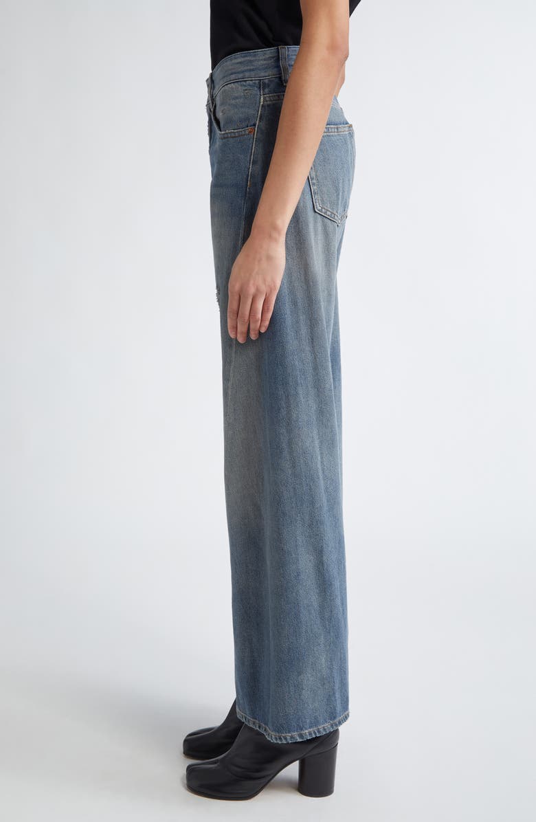 MM6 Maison Margiela Distressed Wide Leg Jeans, Alternate, color, Grey Blue