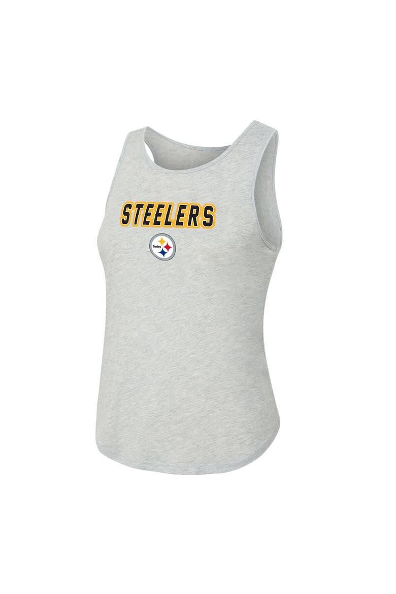 Women's Concepts Sport  Heather Gray/Black Pittsburgh Steelers Regulate Plaid Tank Top & Pants Sleep Set, Alternate, color, Heather Gray