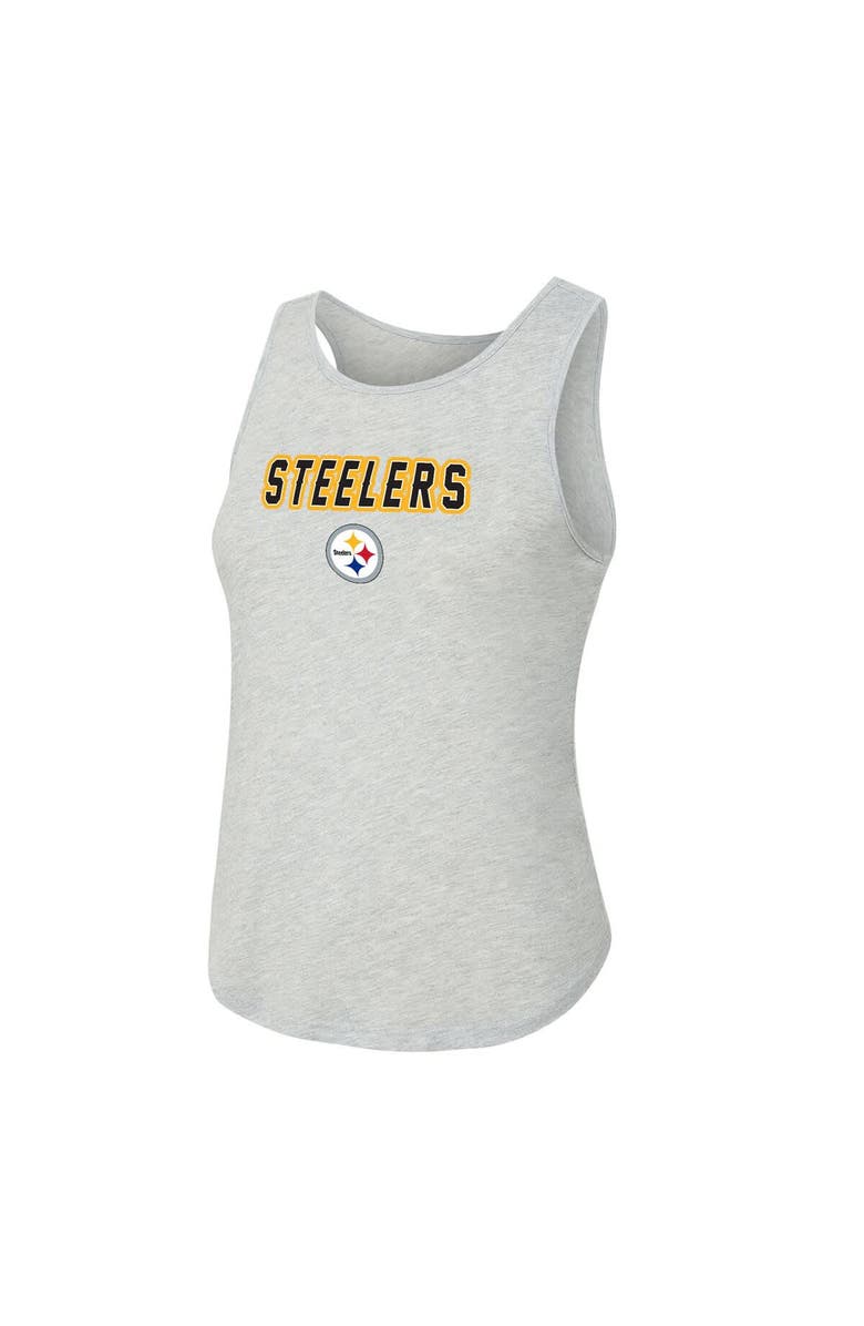 CONCEPTS SPORT Women's Concepts Sport  Heather Gray/Black Pittsburgh Steelers Regulate Plaid Tank Top & Pants Sleep Set, Alternate, color, Heather Gray