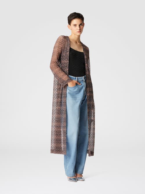 Missoni Long Cardigan With Lamé Lace Motif In Black & Multicoloured