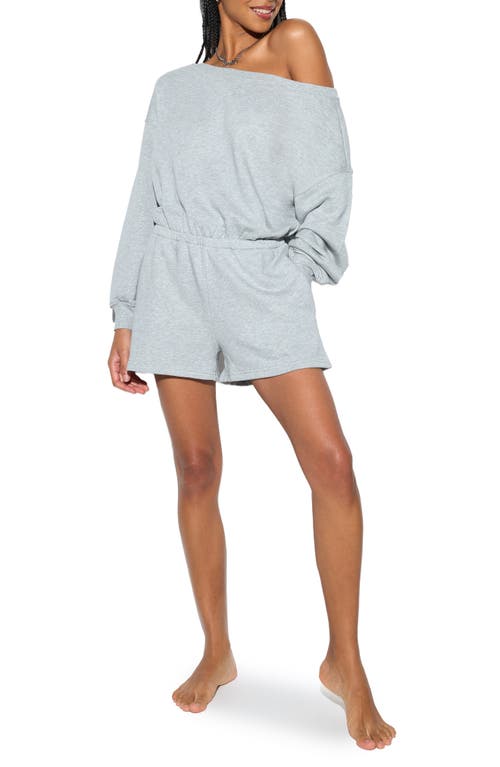 Spiritual Gangster La Vida Long Sleeves Cotton Blend French Terry Romper In Gray