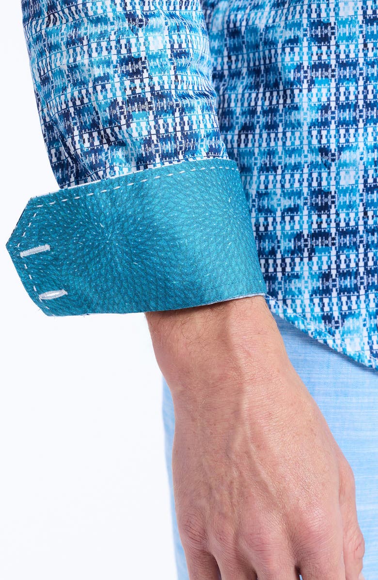 Robert Graham Westmoreland Cotton Button-Up Shirt, Alternate, color, Blue