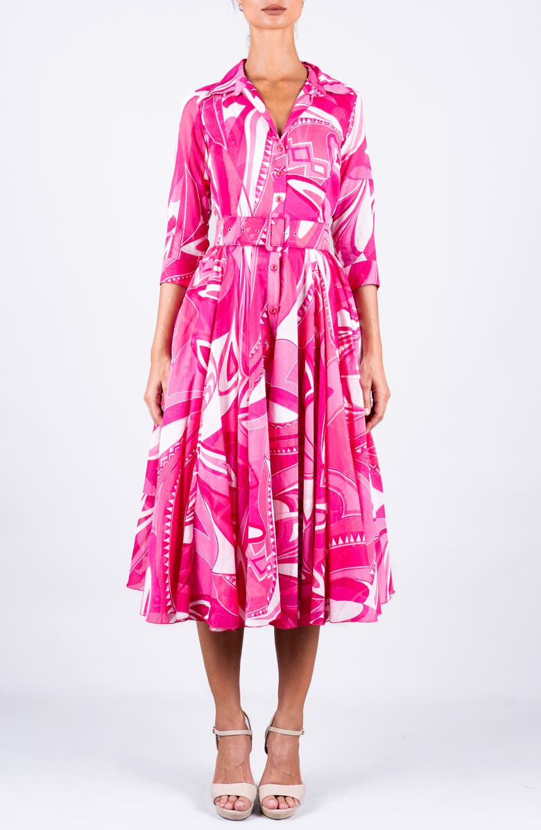 SAMANTHA SUNG A-Line Midi Aster Shirtdress, Main, color, Pink