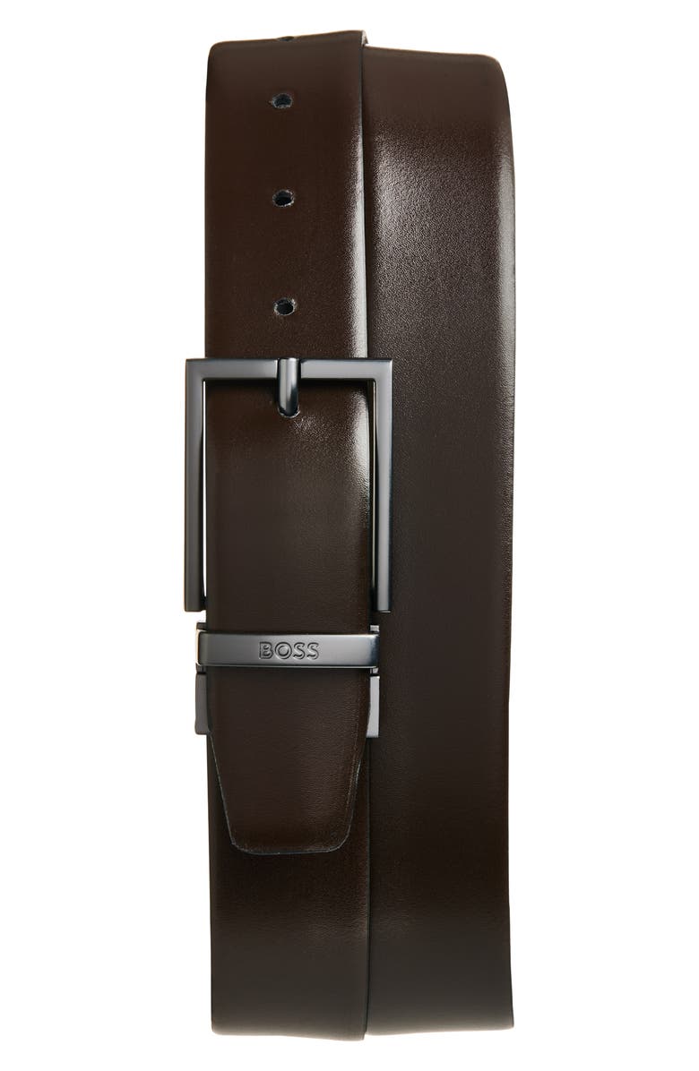 BOSS Otano Reversible Leather Belt, Alternate, color, Black