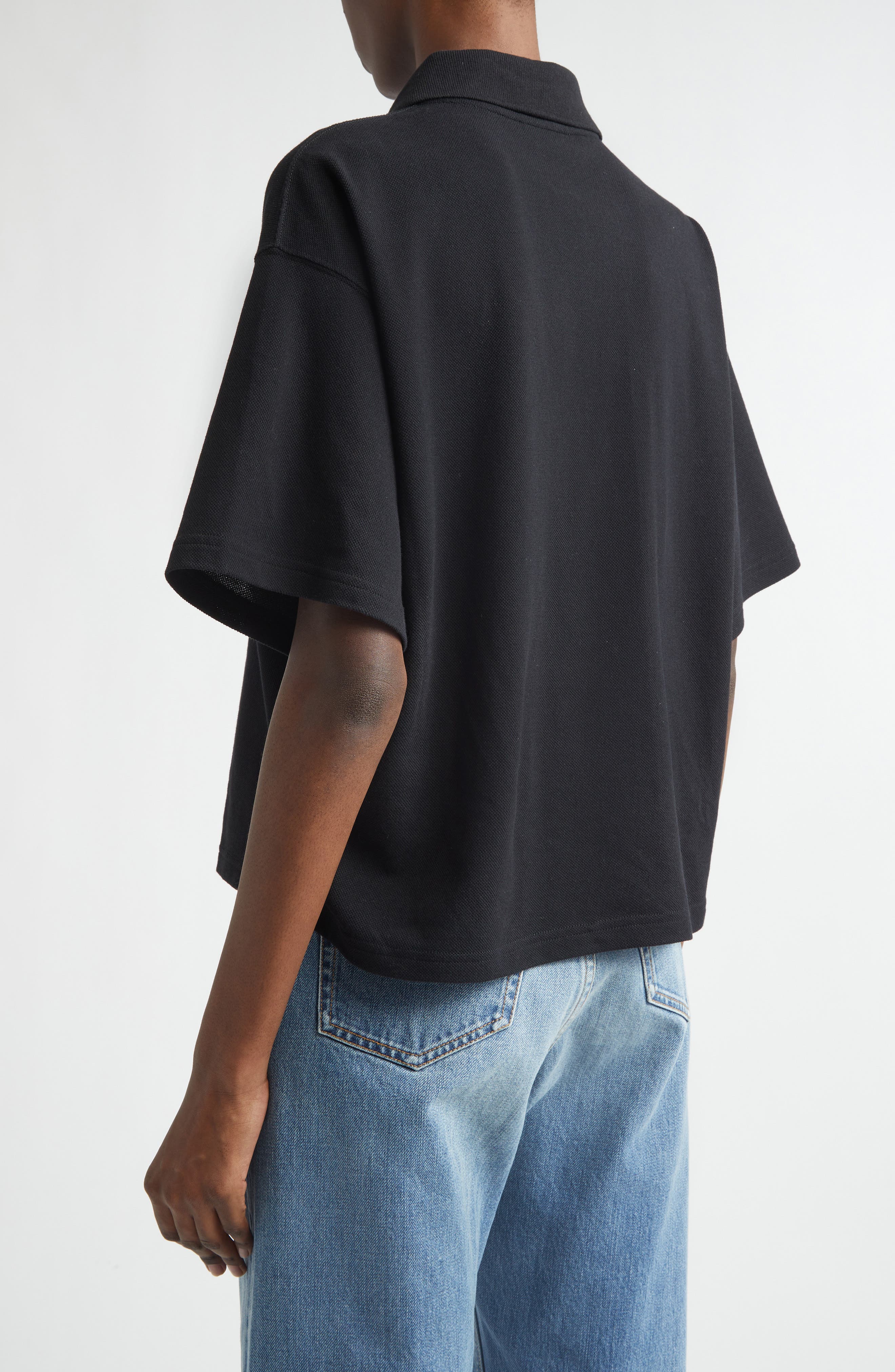 Oversize Cotton Blend Pique Polo - image 2