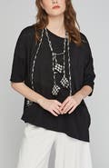 LUUKAA Knox Devore Cotton Jersey Blouse