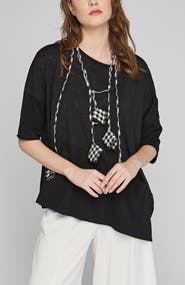 LUUKAA Knox Devore Cotton Jersey Blouse