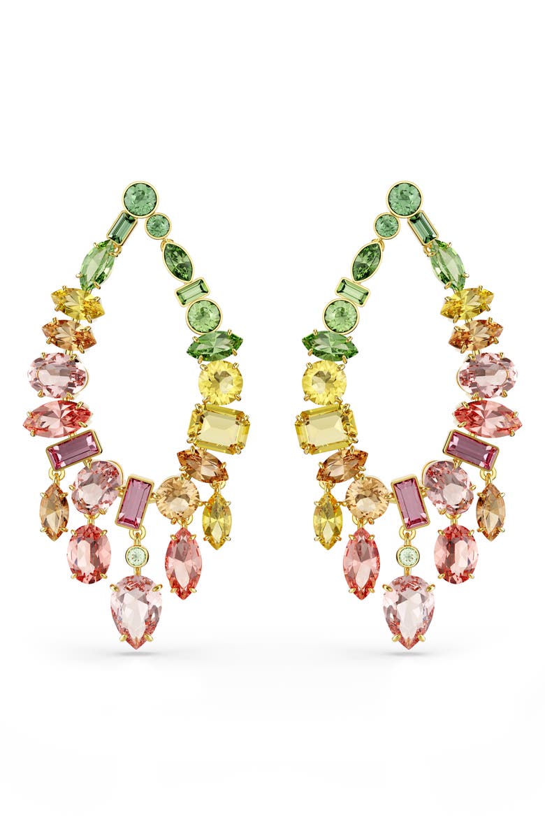 Swarovski Gema Crystal Hoop Earrings, Alternate, color, Gold/ Multi