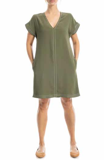 MAX STUDIO V-Neck Contrast Stitch Dress
