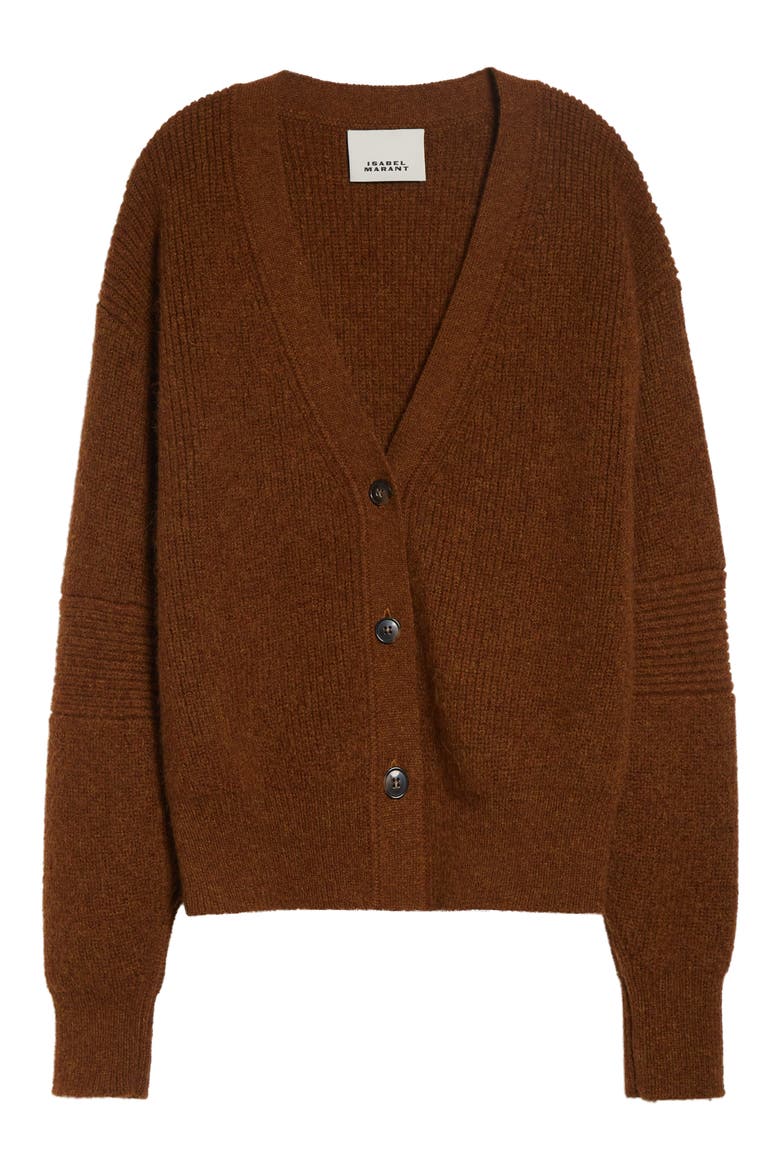 Thelma Rib Baby Alpaca Blend Cardigan, Alternate, color, CARAMEL